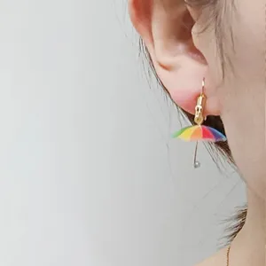 Playful Tiny Umbrella Drop Dangle Earrings