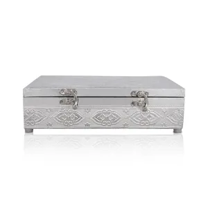 Pooja Box - 7 x 10 Inches | Silver Polish Jewellery Box/ Storage Box for Home