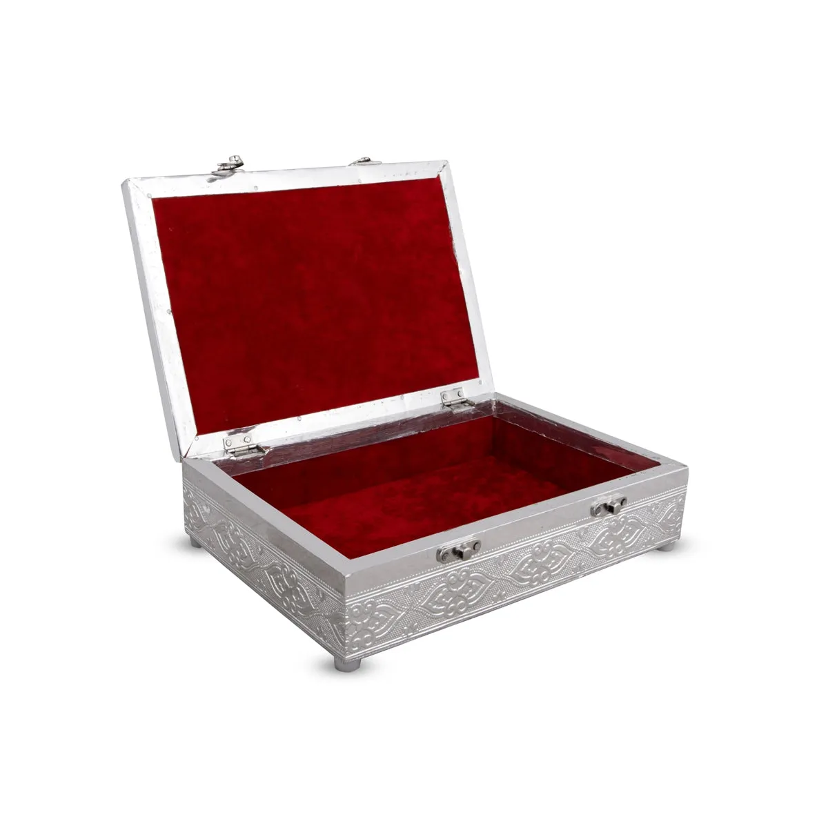Pooja Box - 7 x 10 Inches | Silver Polish Jewellery Box/ Storage Box for Home
