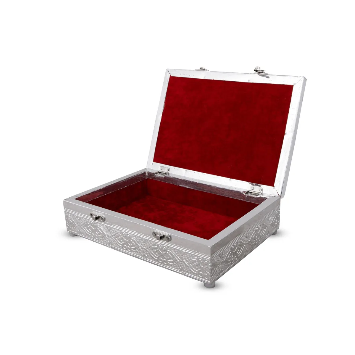 Pooja Box - 7 x 10 Inches | Silver Polish Jewellery Box/ Storage Box for Home