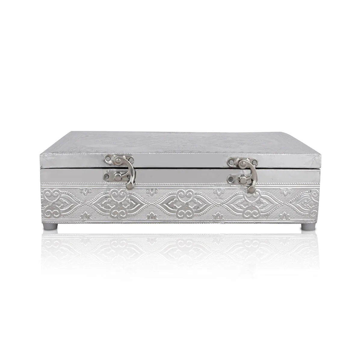 Pooja Box - 7 x 10 Inches | Silver Polish Jewellery Box/ Storage Box for Home