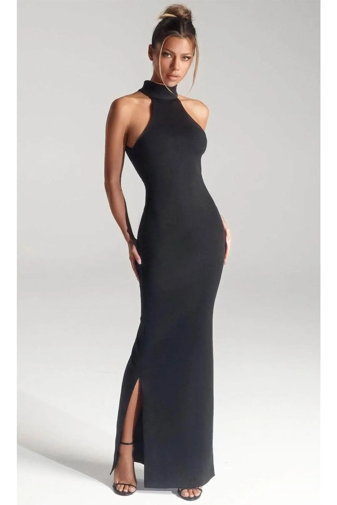 Portia and Scarlett PS327B - long -Evening Dress with High Neck and Crystal Chains