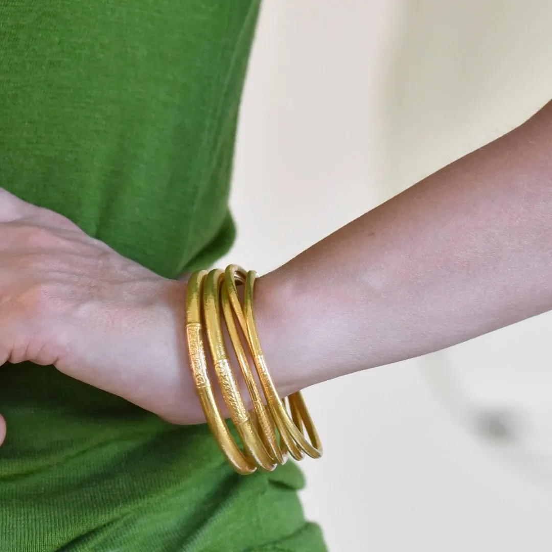 Pure Gold 5-stack of Temple Bangles | Classic and Thin Mix