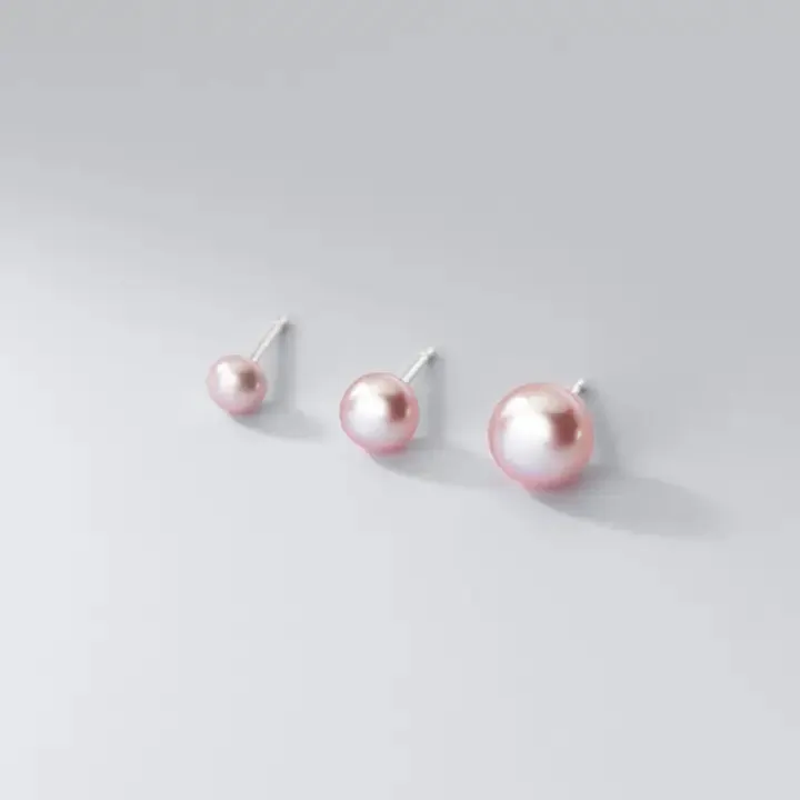 Purple Button Pearl Studs