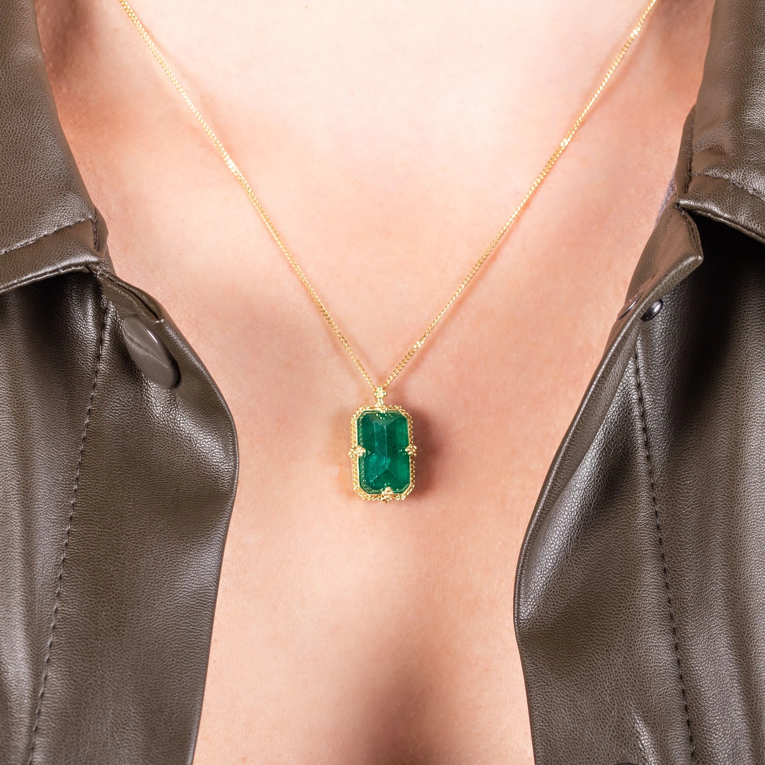Rectangular Emerald Necklace