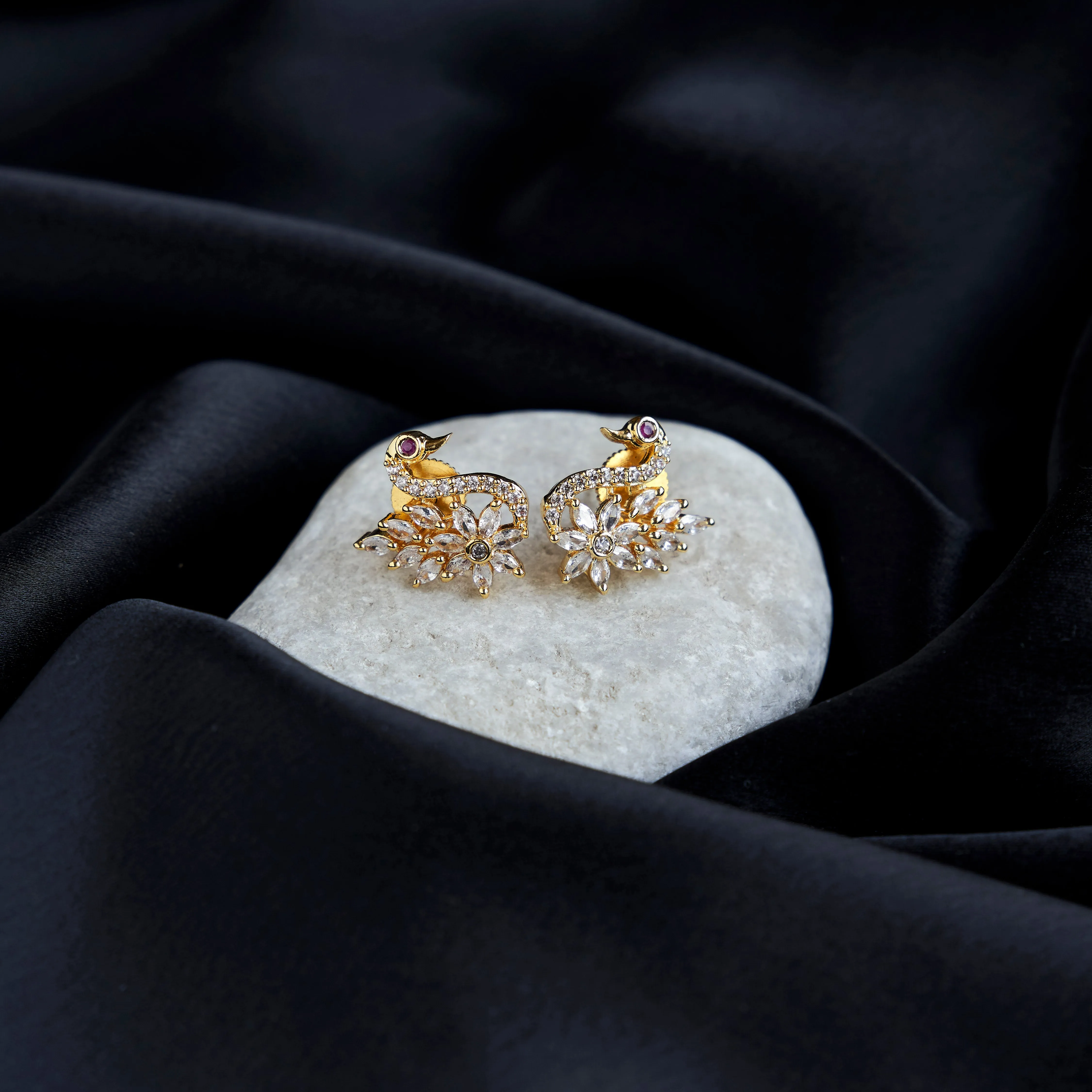 Red Minimalist Stud Earrings