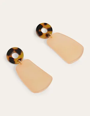 Resin Drop Earrings-Tortoise