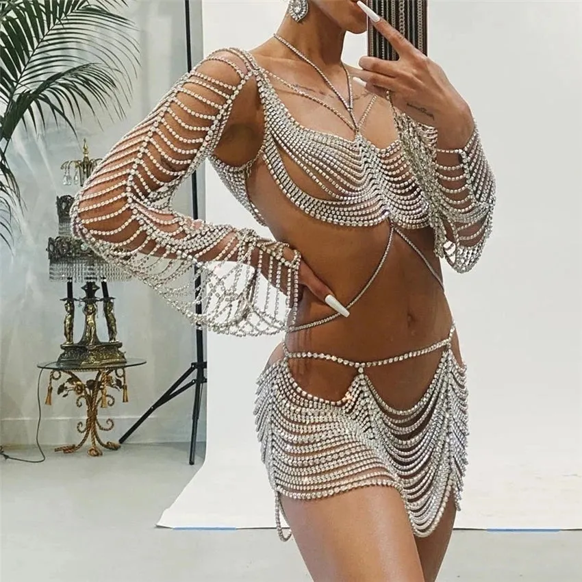 Rhinestone Drape Crop Top