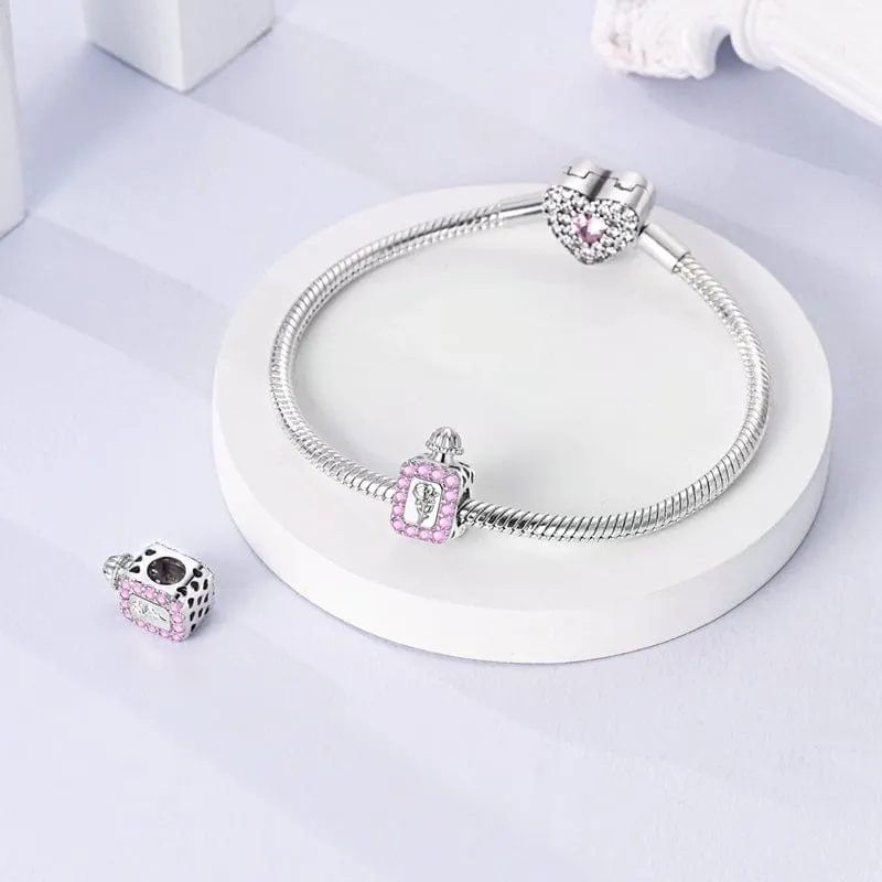 Rose & Crystal Perfume Bottle Charm