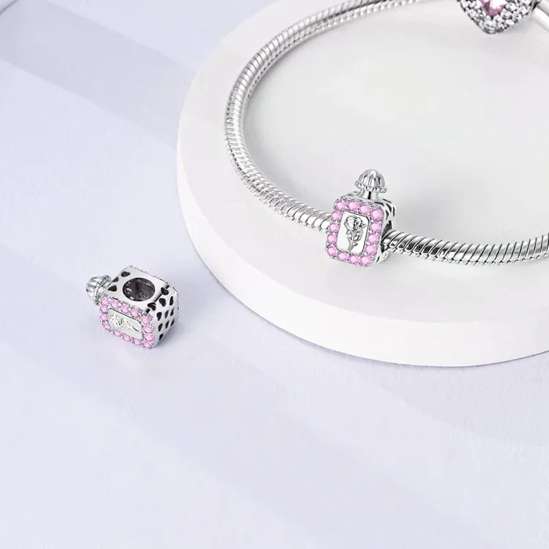 Rose & Crystal Perfume Bottle Charm