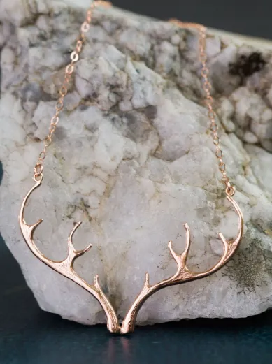 Rose Gold Antler Necklace