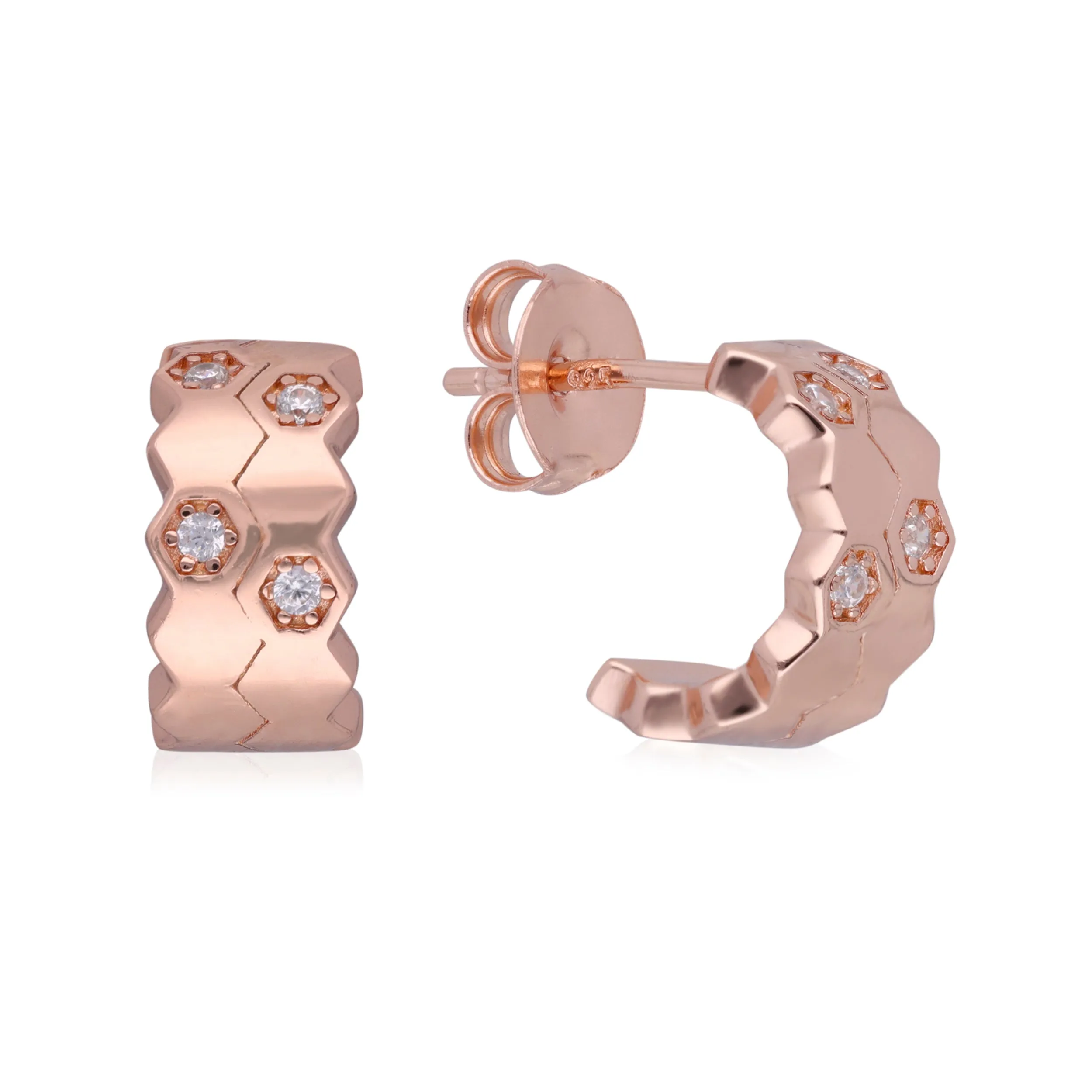 Rose Gold Geometric Diamond Stud Earrings | SKU : 0003112298, 0003112502, 0003112441, 0003112656, 0003112595