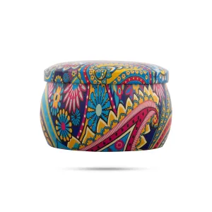 Round Tin Box - 2 x 3 Inches | Painted Gift Box/ Fancy Gift Box with Lid for Home