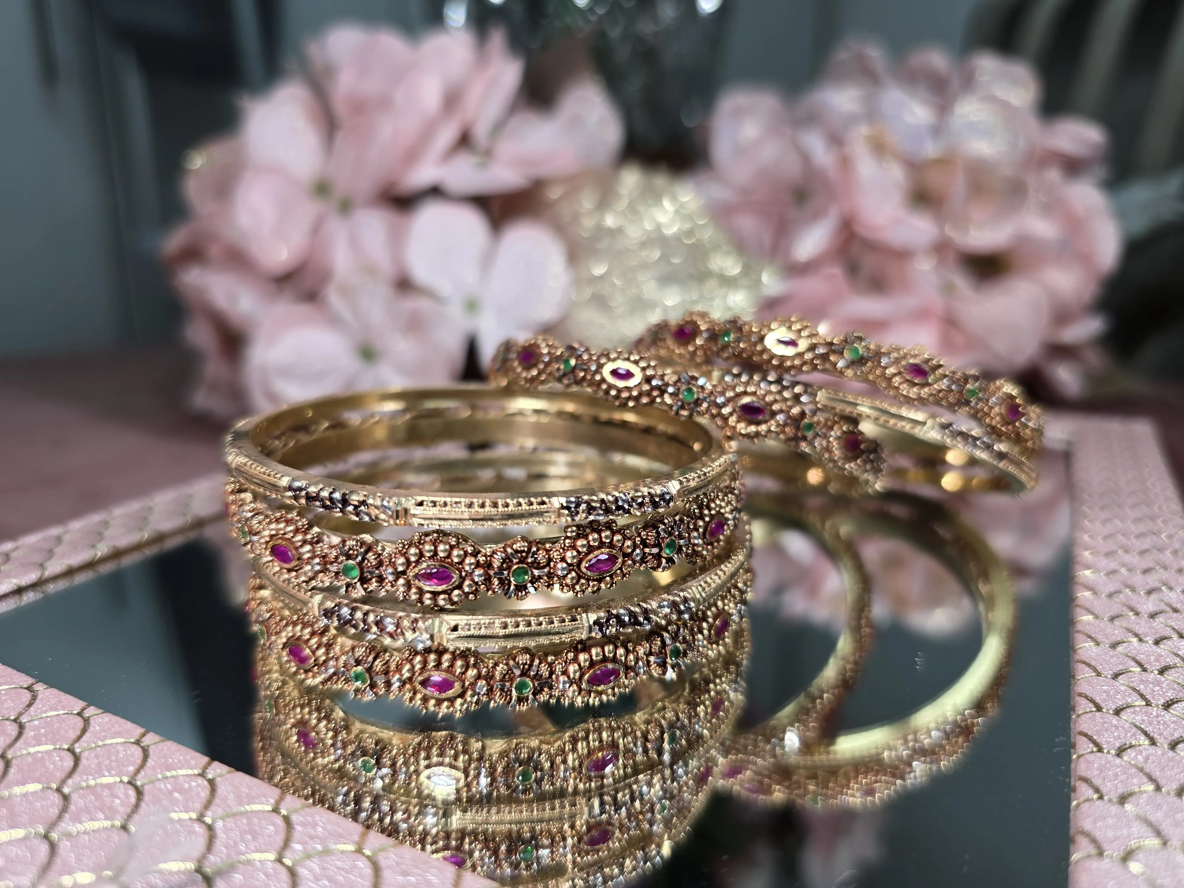Ruby & Emerald Radiance Bangles Set
