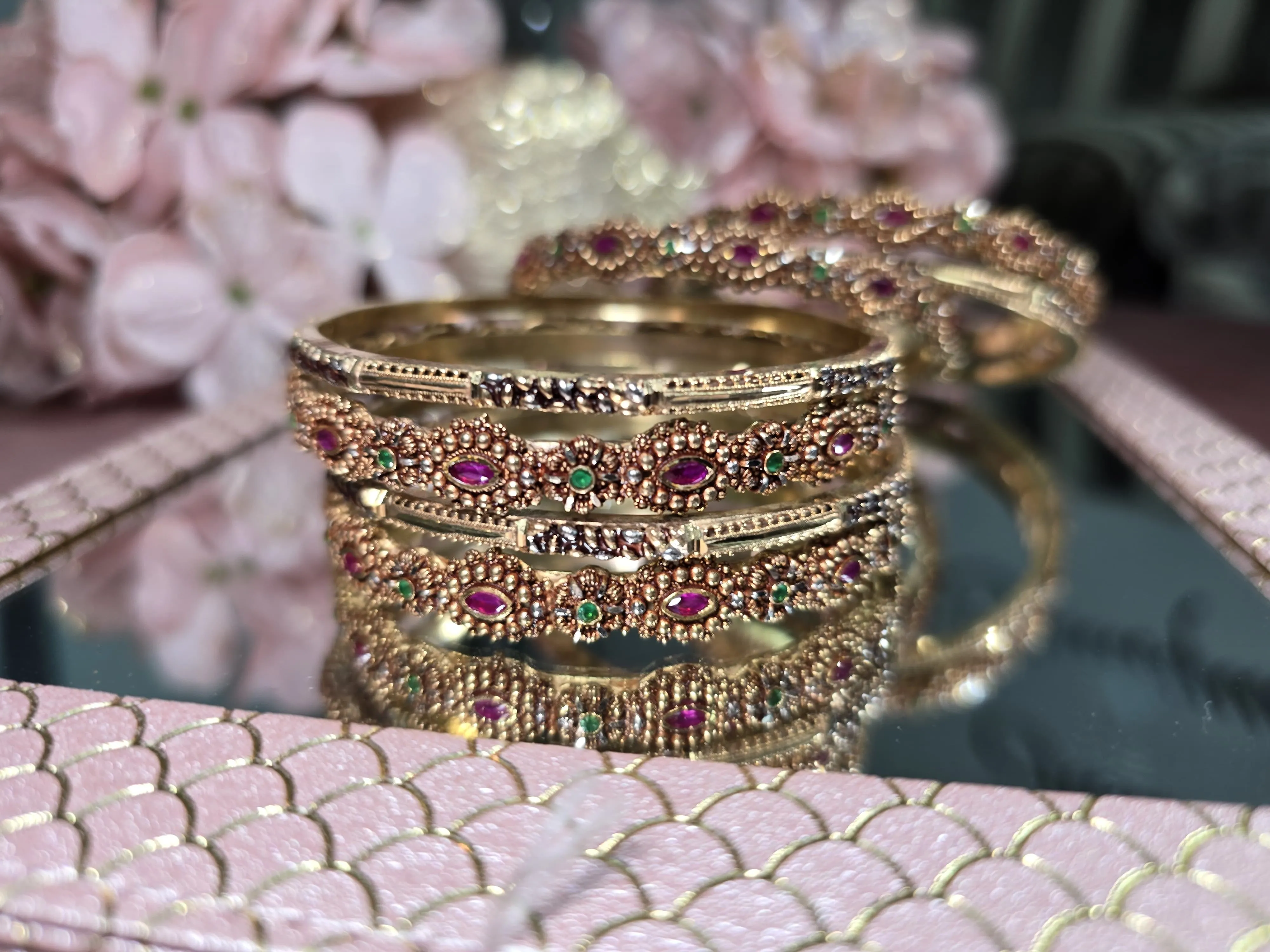 Ruby & Emerald Radiance Bangles Set