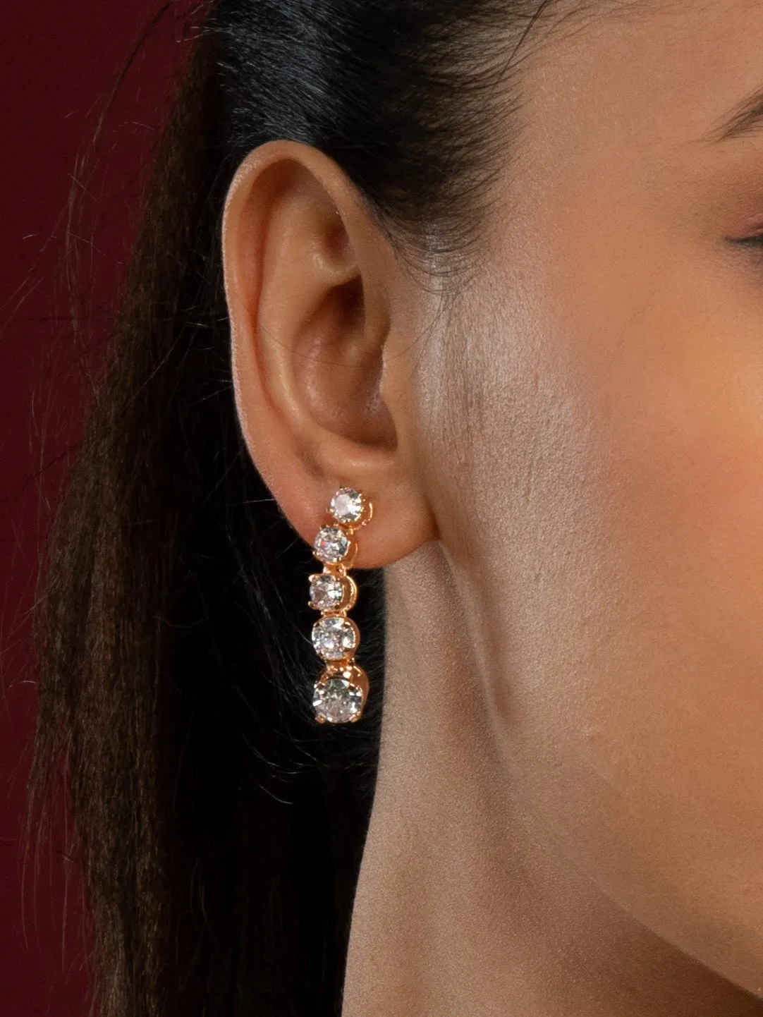 Shimmering American Diamond Choker Set (Necklace With Earrings Set)