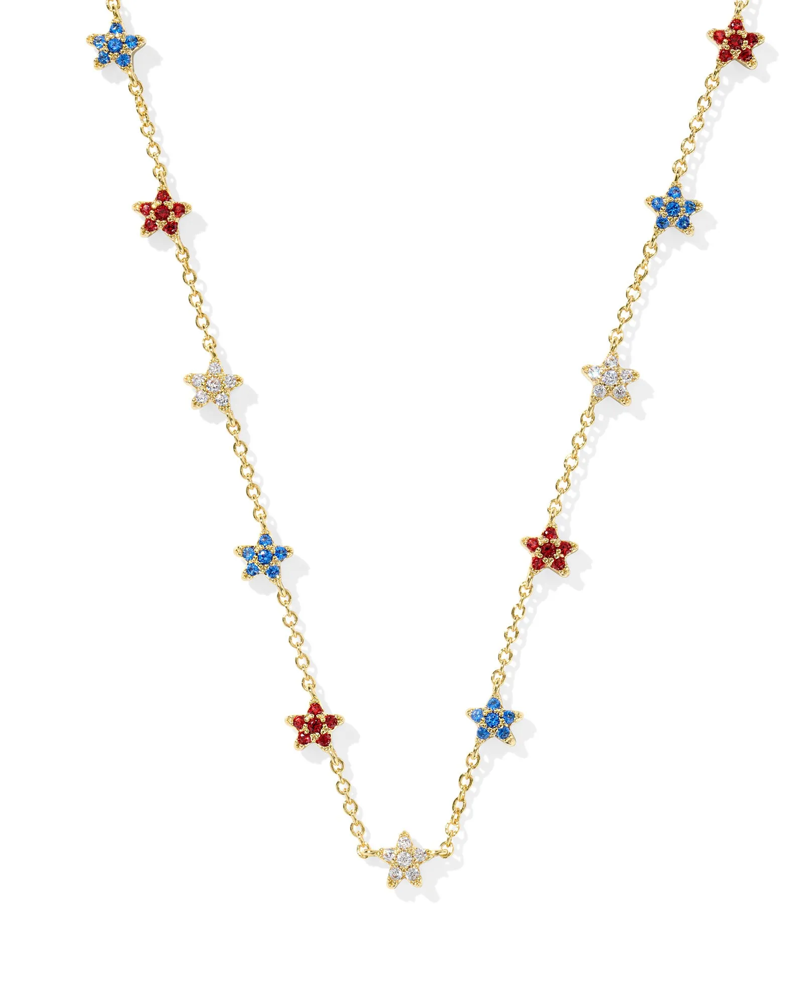 Sierra Star Crystal Necklace Gold RWB