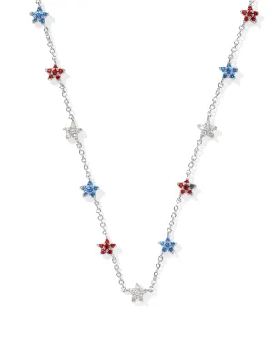 Sierra Star Crystal Necklace Silver RWB