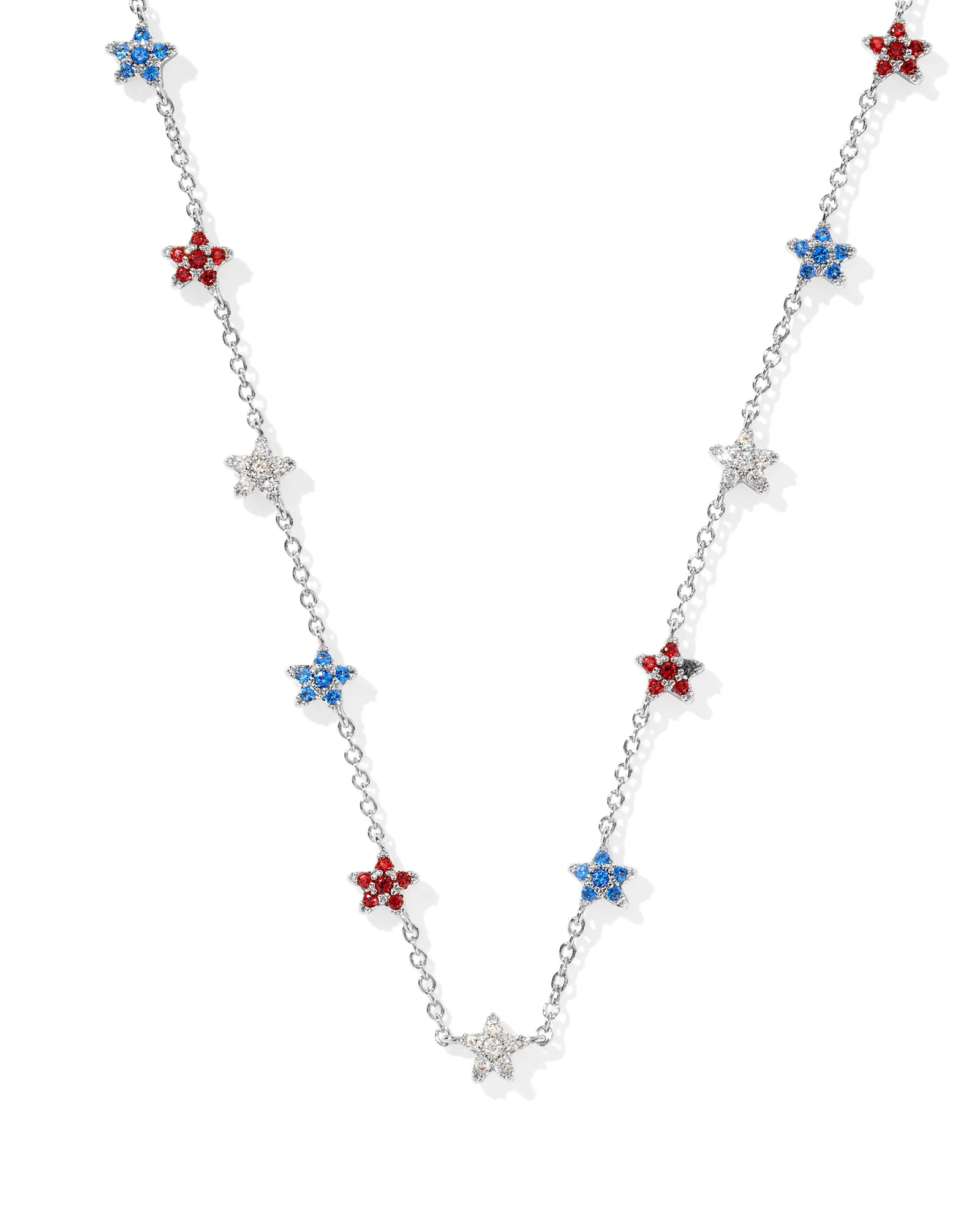 Sierra Star Crystal Necklace Silver RWB