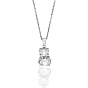 Silver & Co Double Oval Shape Cubic Zirconia Chain Pendant SPG0059CZ