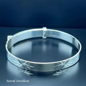 Silver Baby Bangle Star Diamond Cut Expandable | Sarraf Jewellers UK