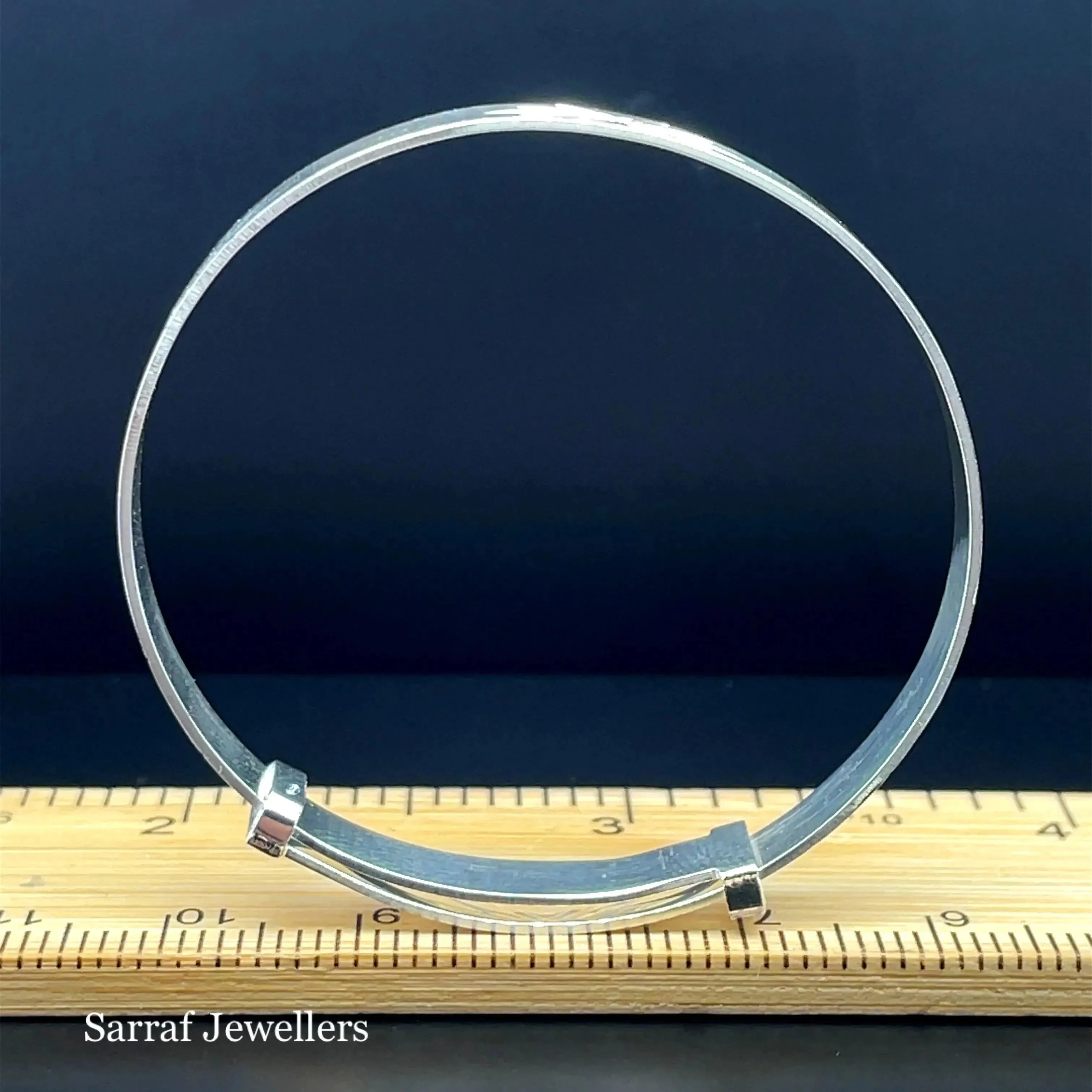 Silver Baby Bangle Star Diamond Cut Expandable | Sarraf Jewellers UK
