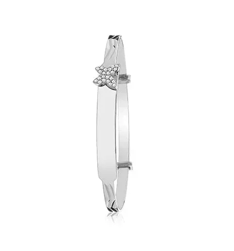 Silver Baby Butterfly Bangle Diamond Cut Simulated Diamond Expandable | Shop Online Sarraf Jeweller UK