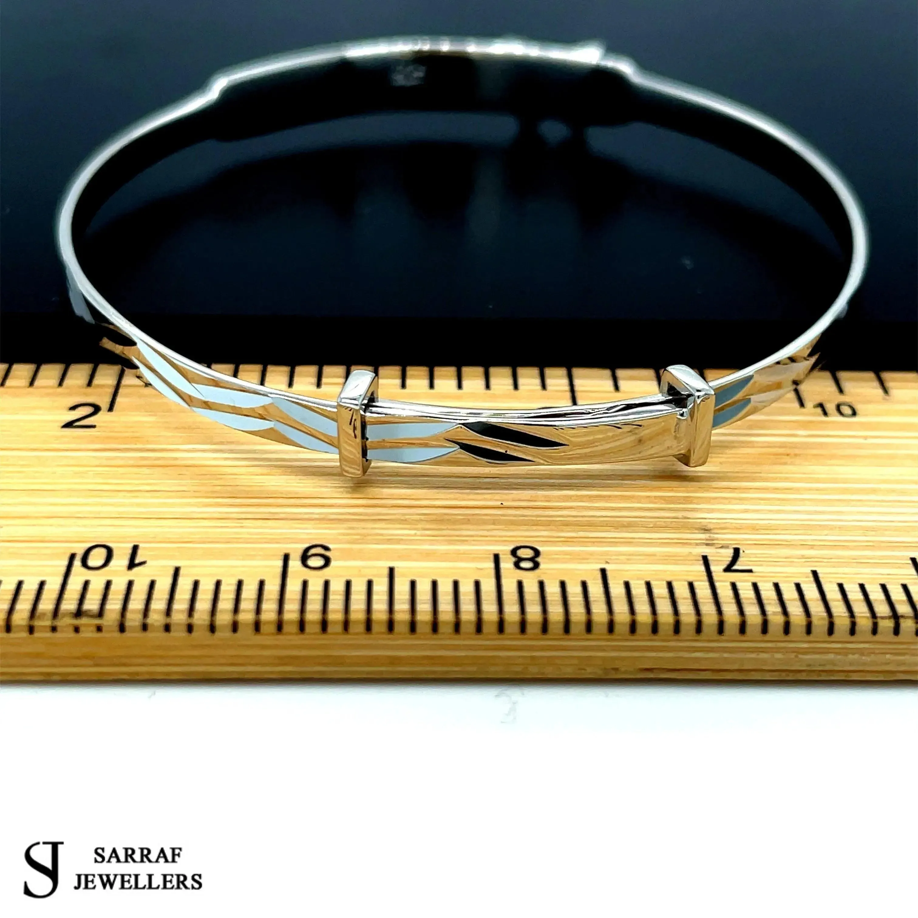 Silver Baby Butterfly Bangle Diamond Cut Simulated Diamond Expandable | Shop Online Sarraf Jeweller UK