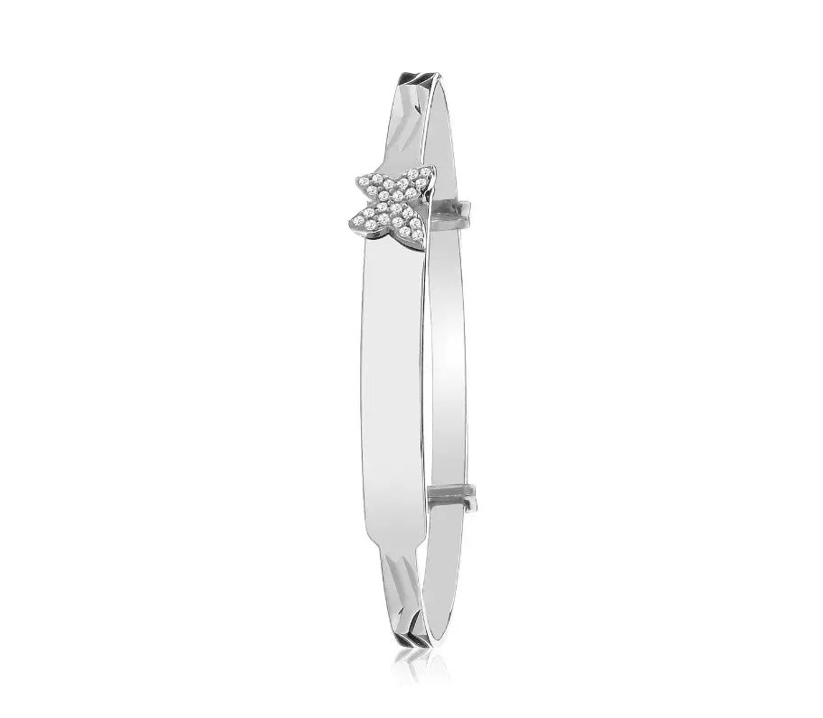 Silver Baby Butterfly Bangle Diamond Cut Simulated Diamond Expandable | Shop Online Sarraf Jeweller UK