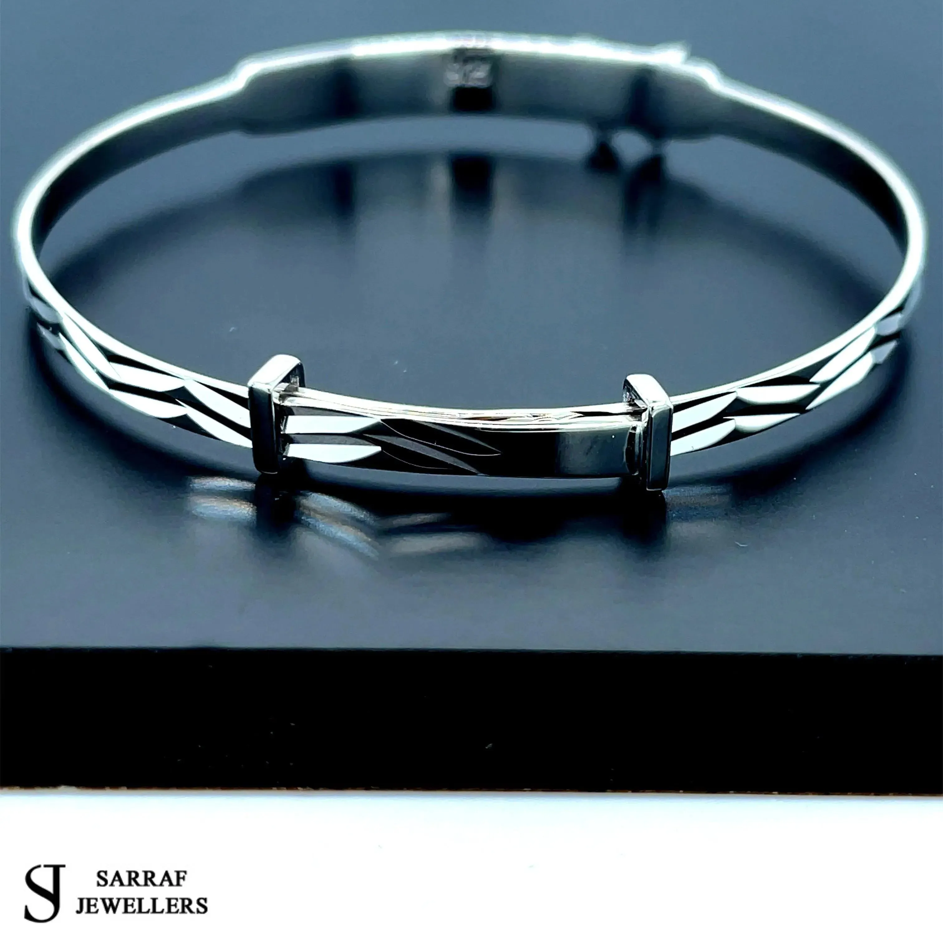 Silver Baby Butterfly Bangle Diamond Cut Simulated Diamond Expandable | Shop Online Sarraf Jeweller UK