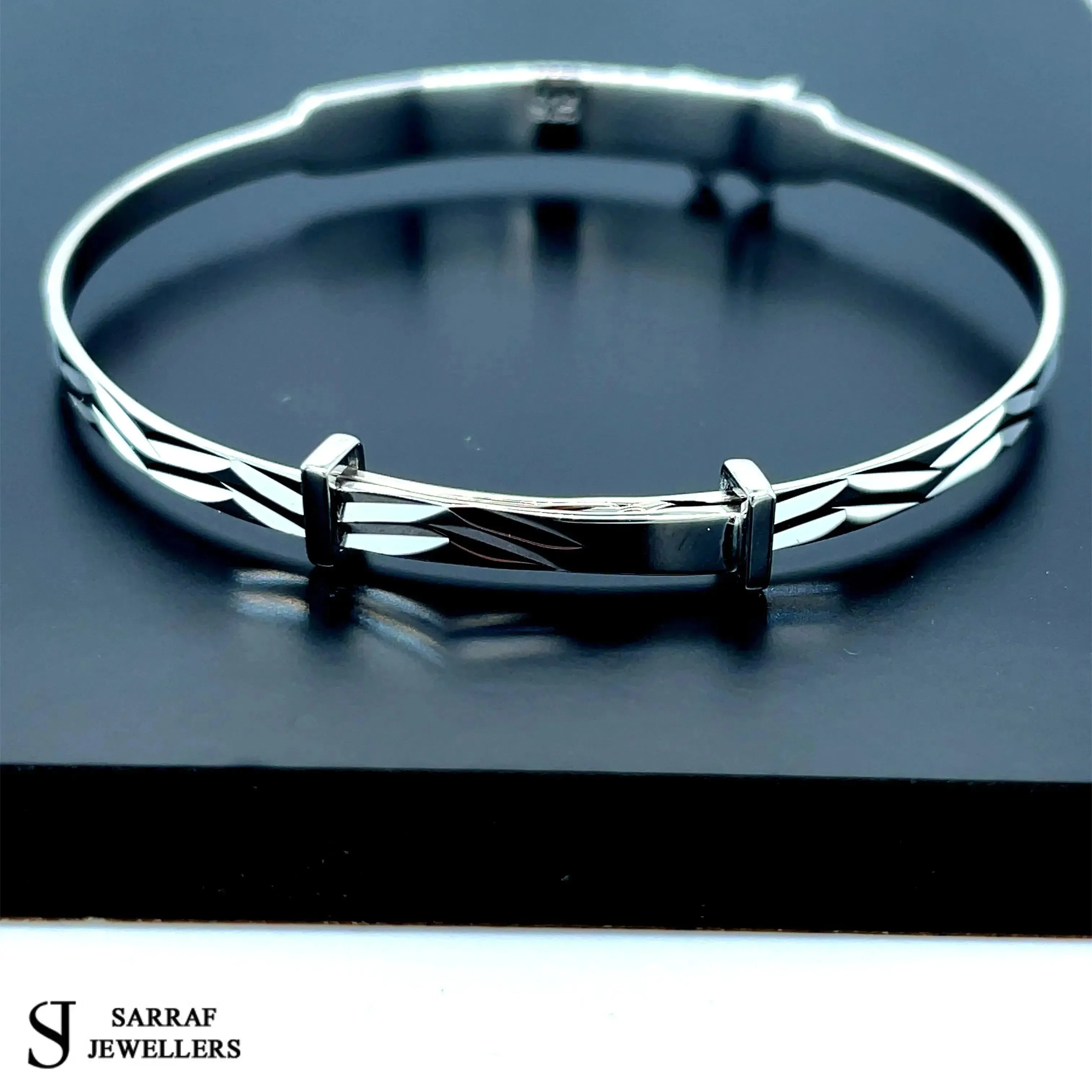 Silver Baby Butterfly Bangle Diamond Cut Simulated Diamond Expandable | Shop Online Sarraf Jeweller UK