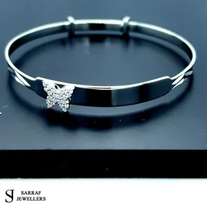 Silver Baby Butterfly Bangle Diamond Cut Simulated Diamond Expandable | Shop Online Sarraf Jeweller UK