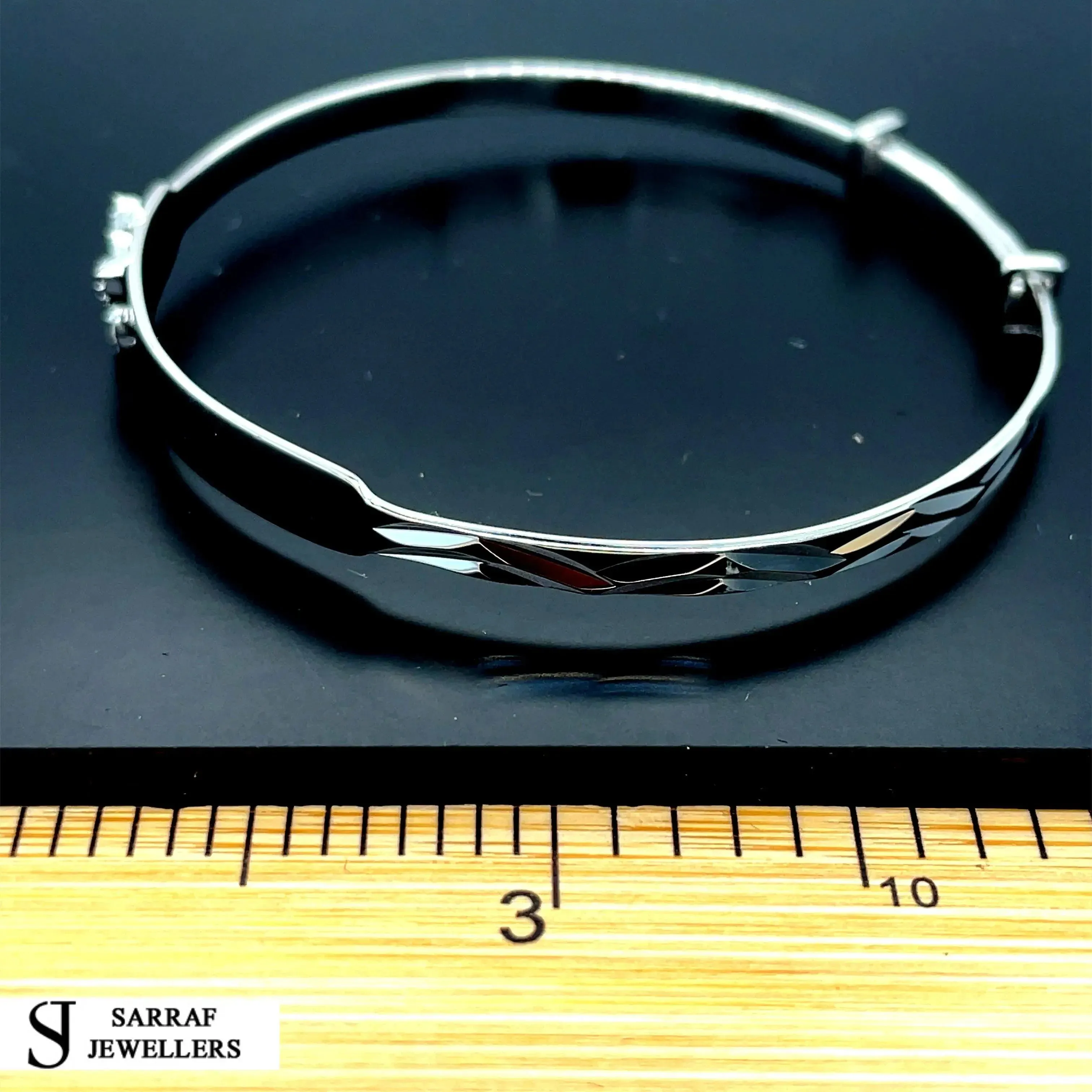 Silver Baby Butterfly Bangle Diamond Cut Simulated Diamond Expandable | Shop Online Sarraf Jeweller UK