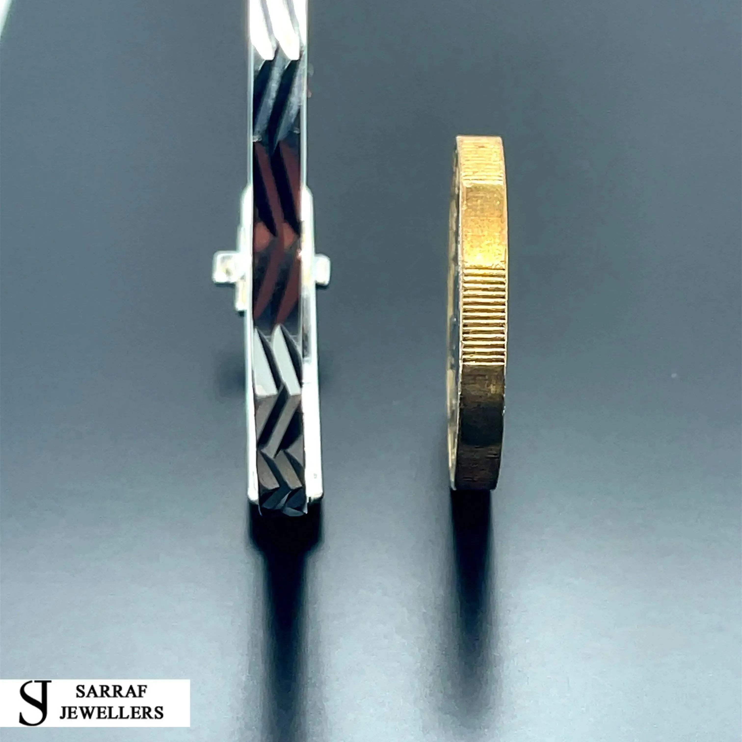 Silver Baby Cross Design ID Bangle Diamond Cut Simulated Diamond | Shop Online Sarraf Jewellers