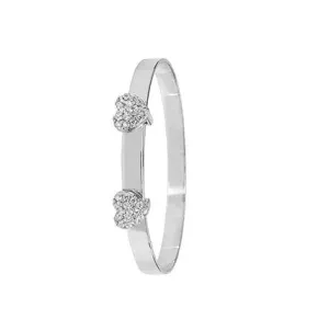 Silver Baby Double Heart Bangle Design Simulated Diamond Expandable | Shop Online Sarraf Jewellers UK