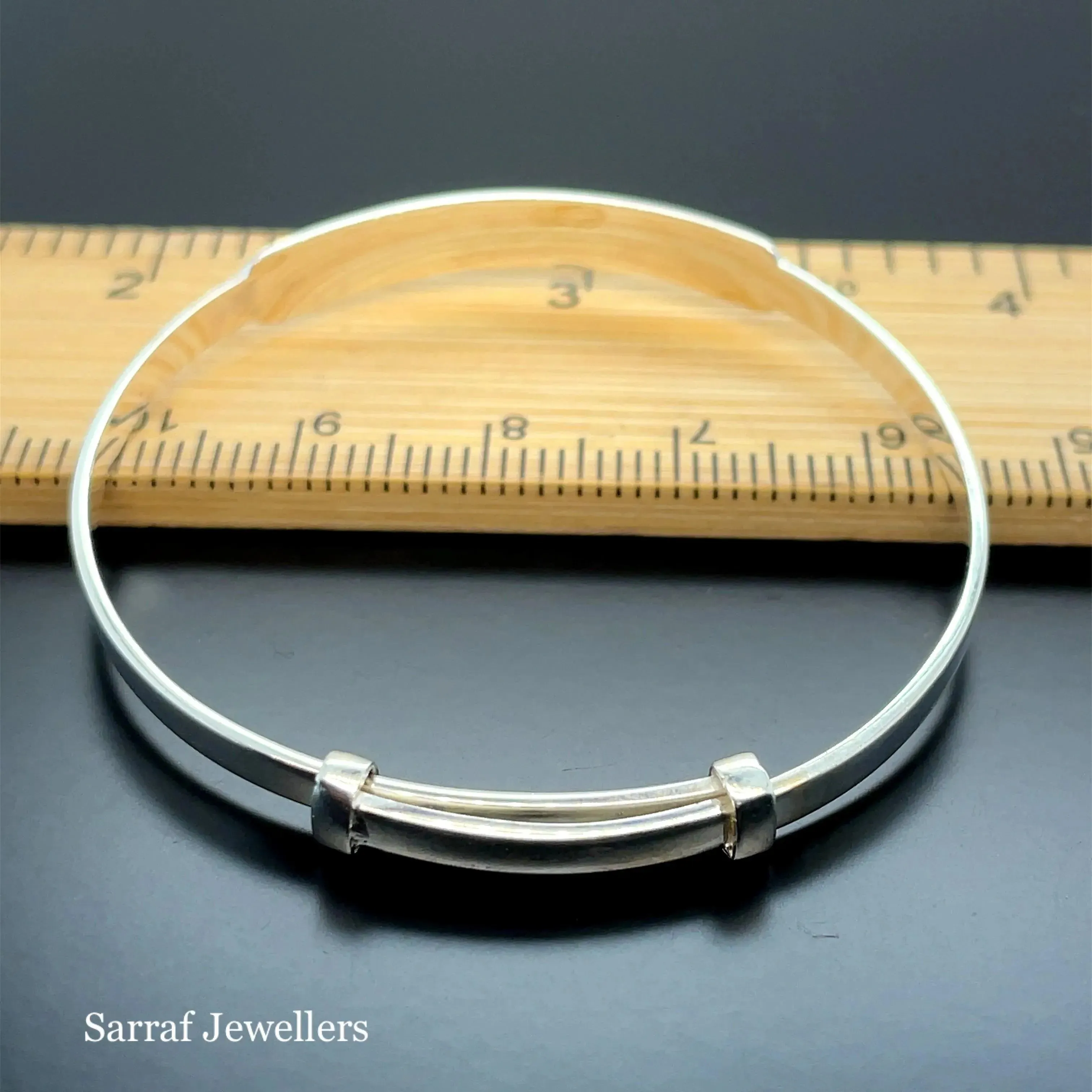 Silver Baby ID Plain Bangle Expandable FREE ENGRAVING | Shop Online Sarraf Jewellers
