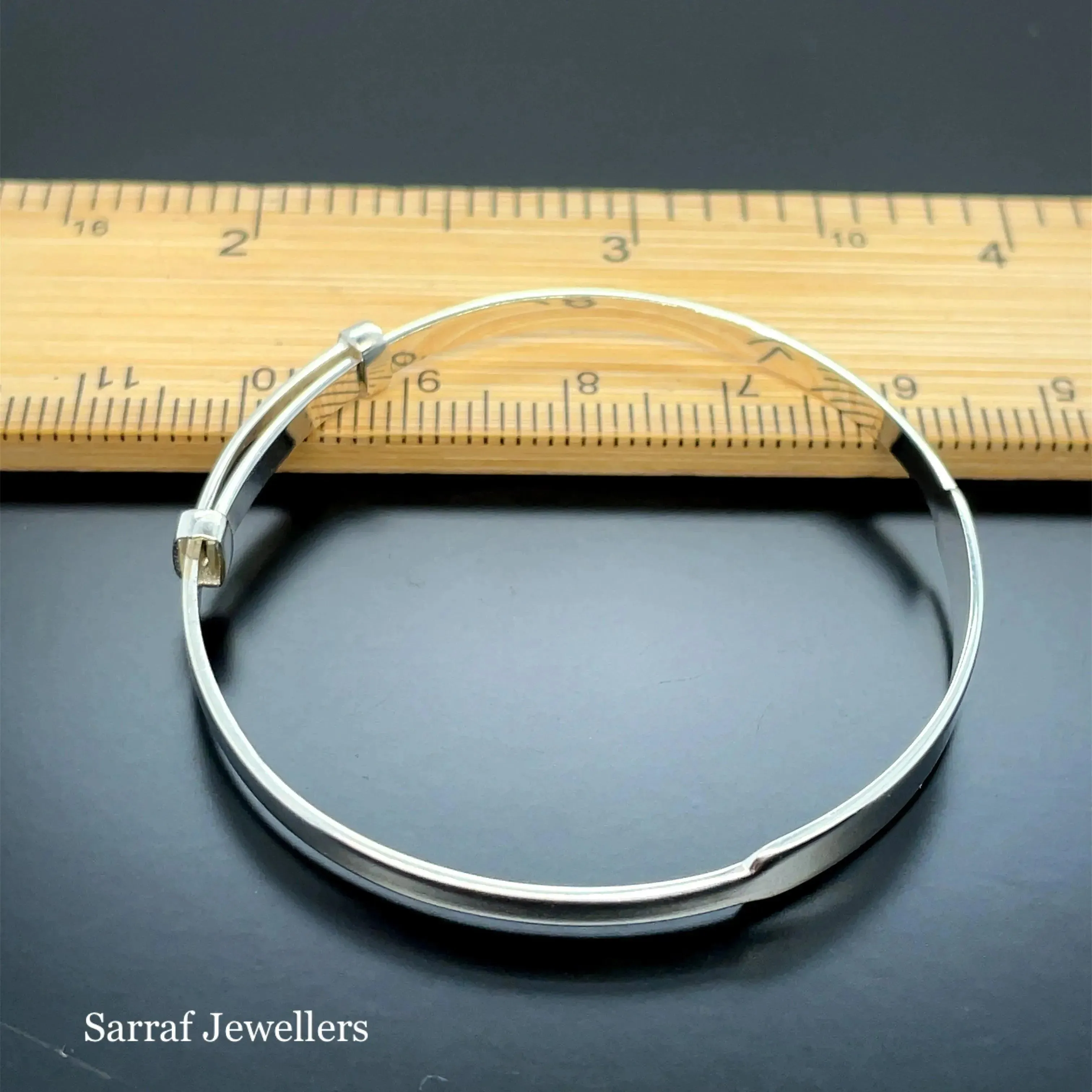 Silver Baby ID Plain Bangle Expandable FREE ENGRAVING | Shop Online Sarraf Jewellers
