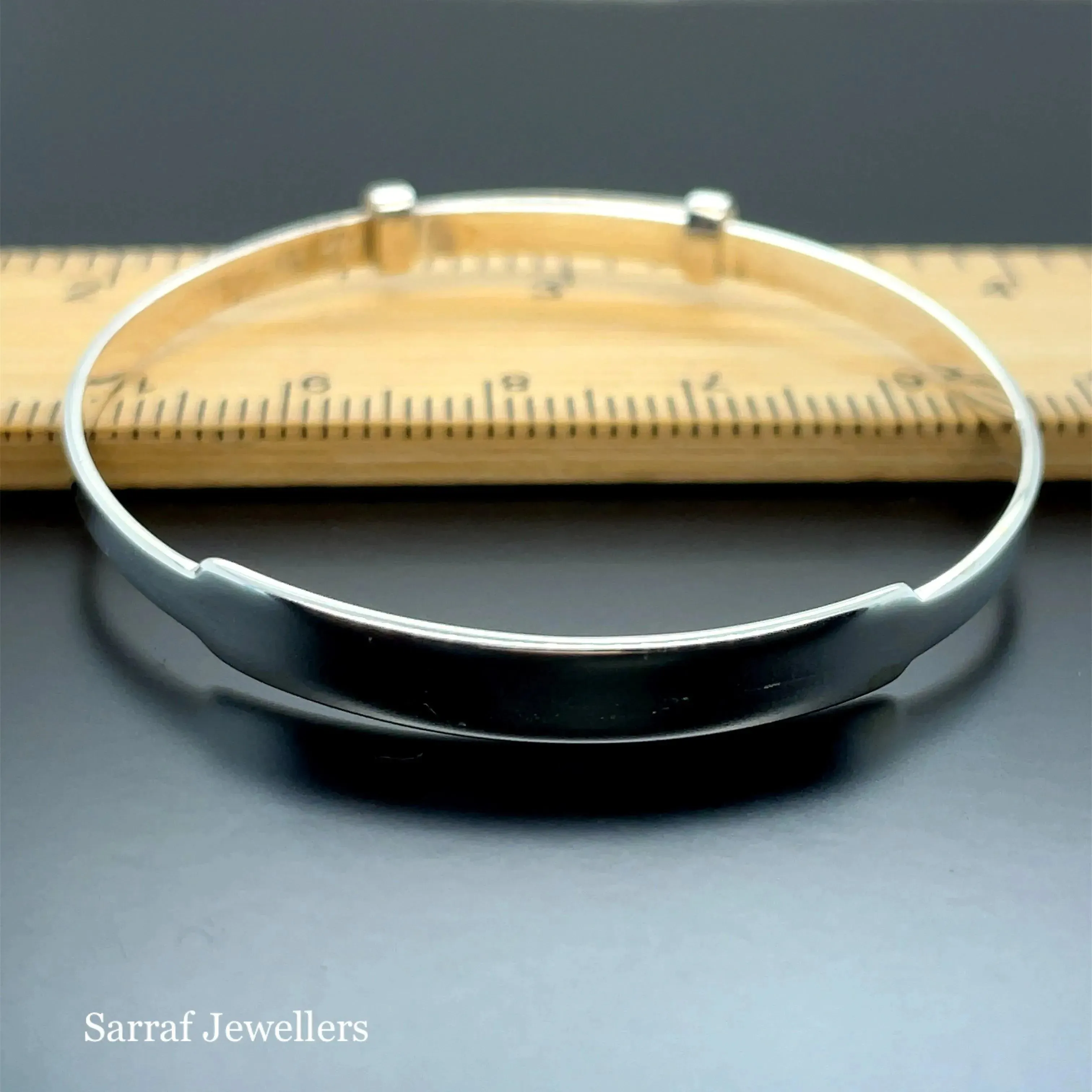 Silver Baby ID Plain Bangle Expandable FREE ENGRAVING | Shop Online Sarraf Jewellers