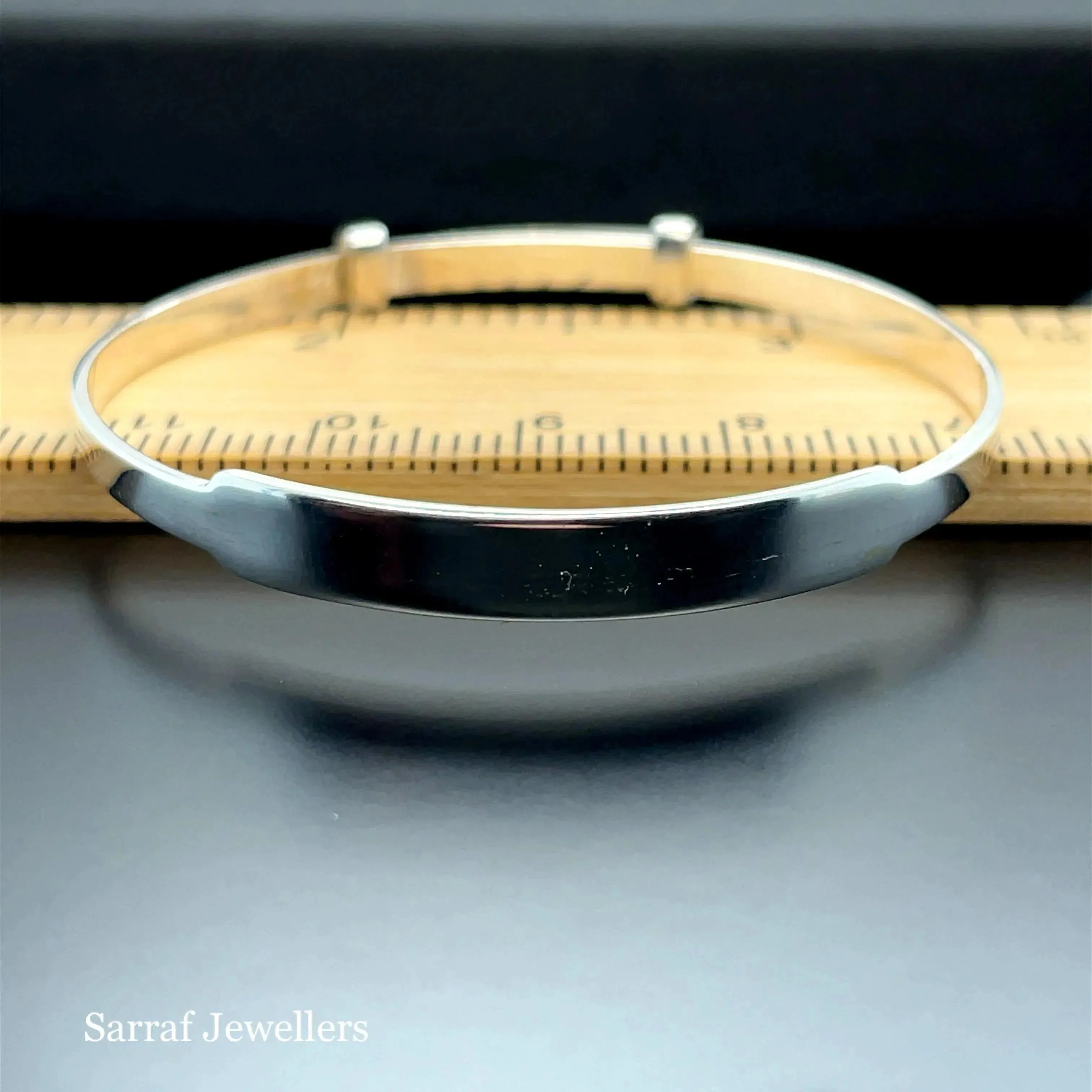 Silver Baby ID Plain Bangle Expandable FREE ENGRAVING | Shop Online Sarraf Jewellers