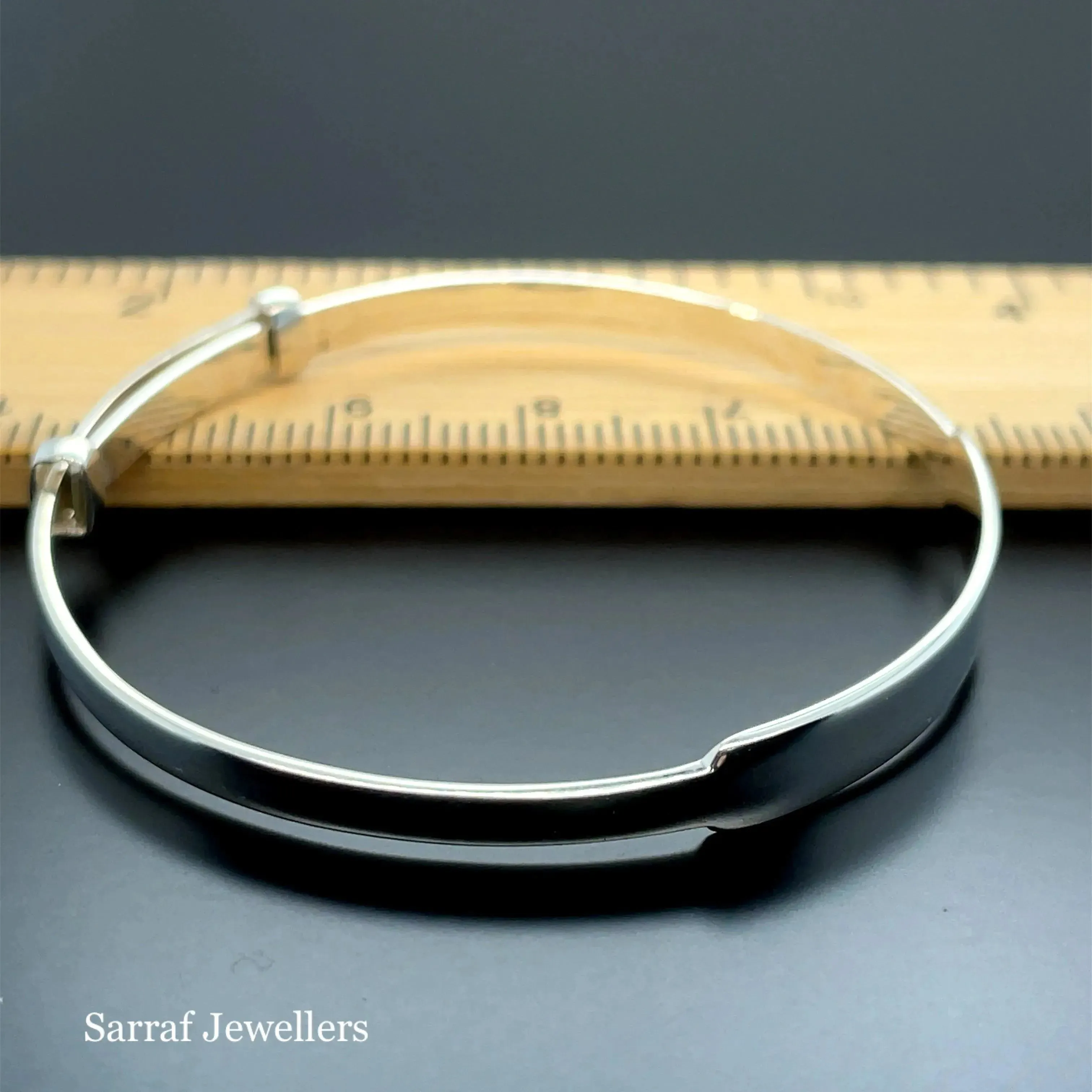 Silver Baby ID Plain Bangle Expandable FREE ENGRAVING | Shop Online Sarraf Jewellers