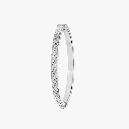 Silver Baby Oval Hinged Bangle DC Pattern | Shop Online sarraf Jewellers UK