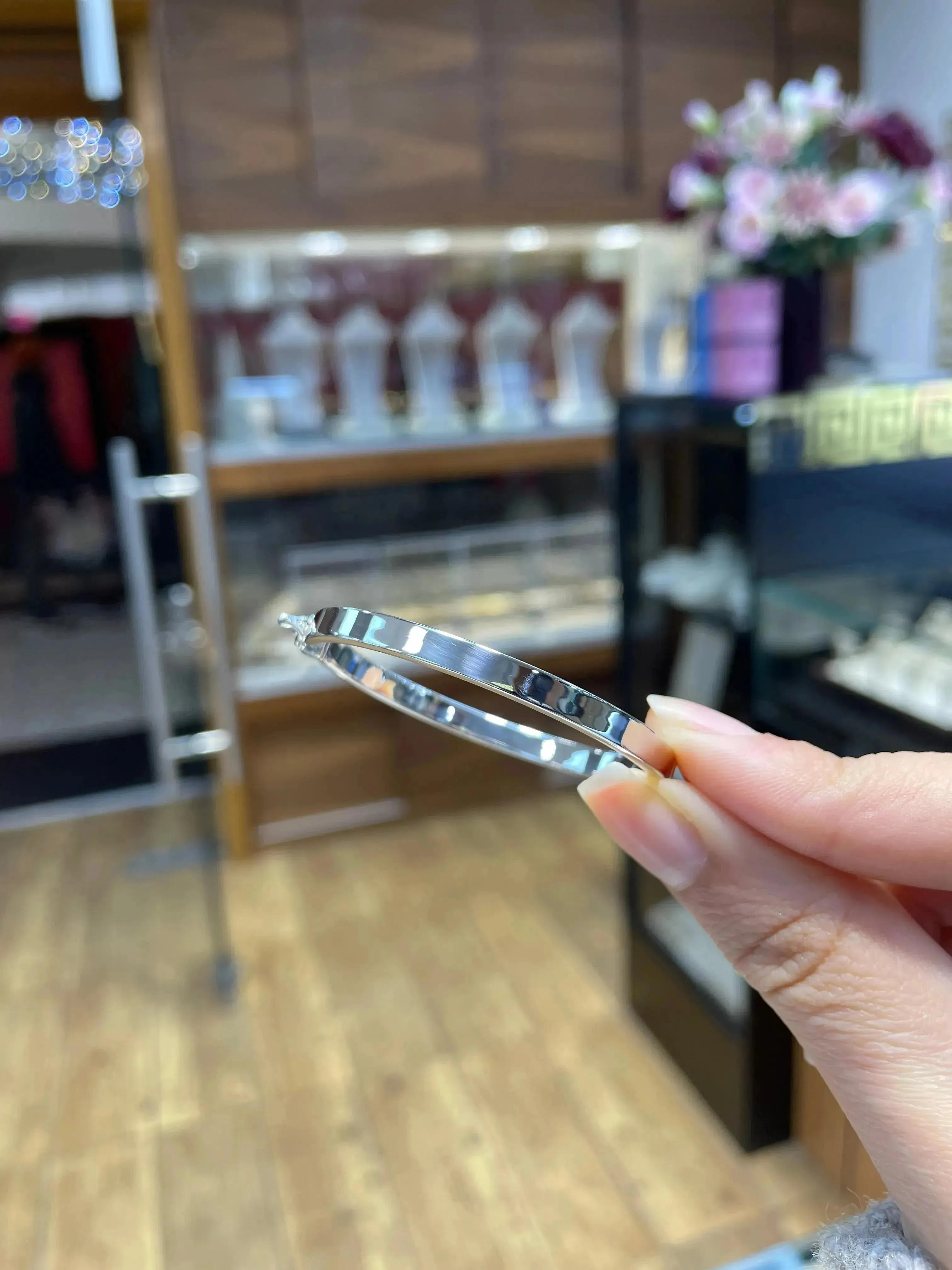 Silver Baby Plain Hinged Bangle | Shop Online Sarraf Jewellers UK