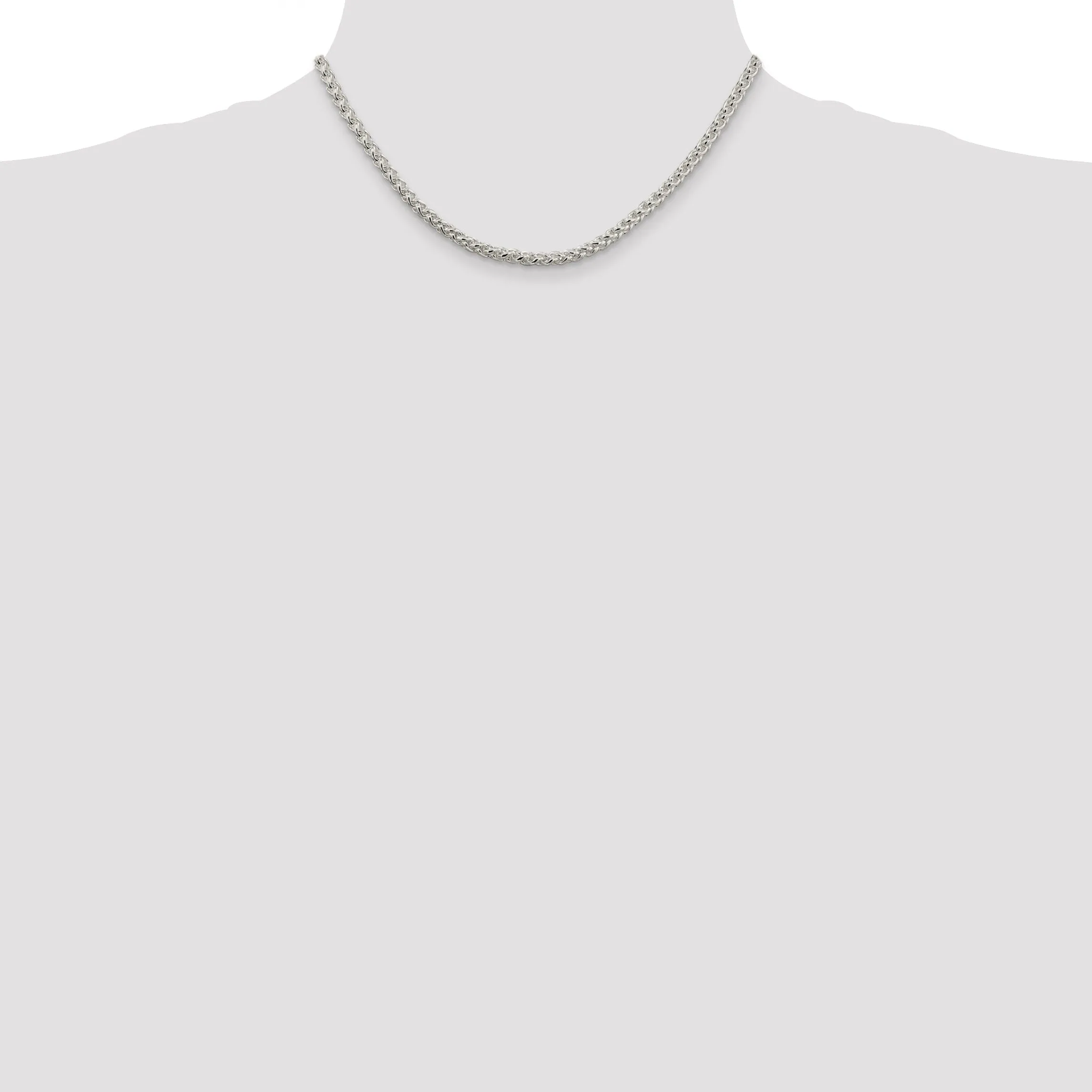 Silver Polished 4.00-mm Solid Round Spiga Chain