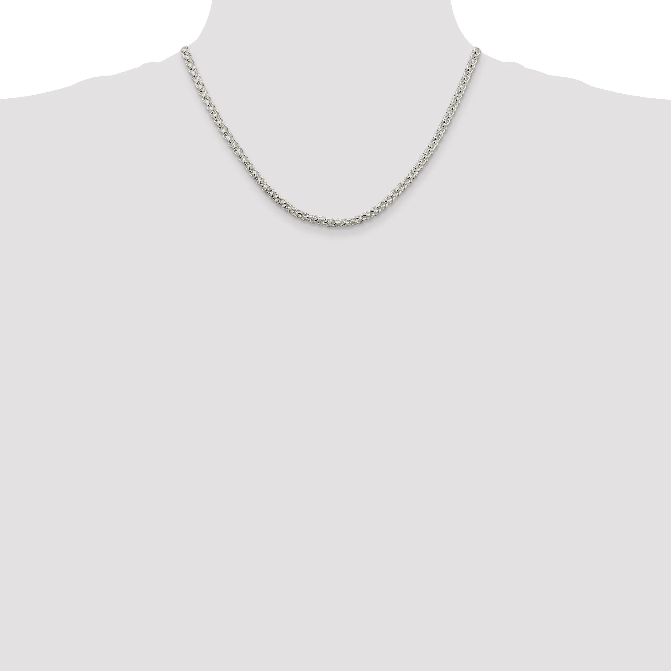 Silver Polished 4.00-mm Solid Round Spiga Chain