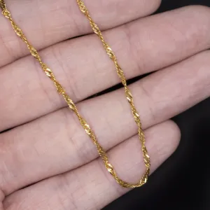 SOLID 18K YELLOW GOLD TWISTED CURB CHAIN 1.6mm 20 INCH MENS LADIES NECKLACE 20in
