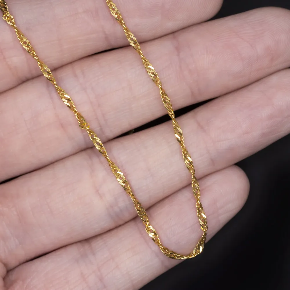 SOLID 18K YELLOW GOLD TWISTED CURB CHAIN 1.6mm 20 INCH MENS LADIES NECKLACE 20in