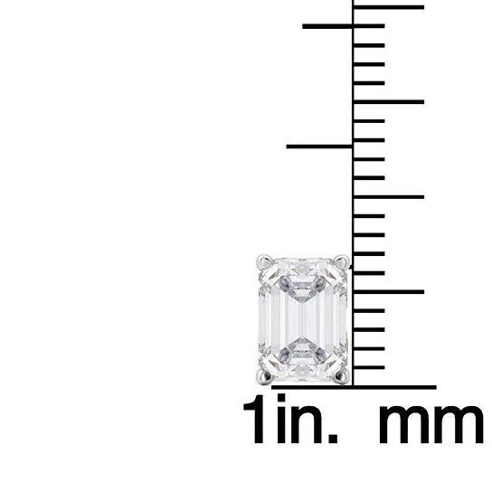 Solid Sterling Silver Emerald Cut Studs