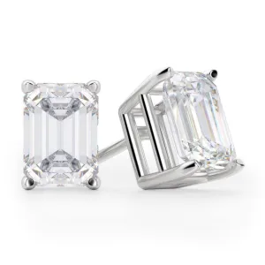 Solid Sterling Silver Emerald Cut Studs