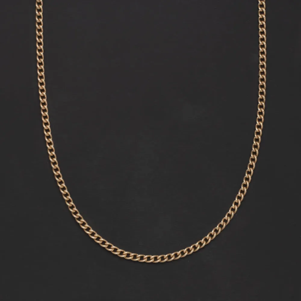 SOVIET VINTAGE SOLID 14K ROSE GOLD 24in CURB CHAIN 1.5mm CLASSIC NECKLACE PLAIN