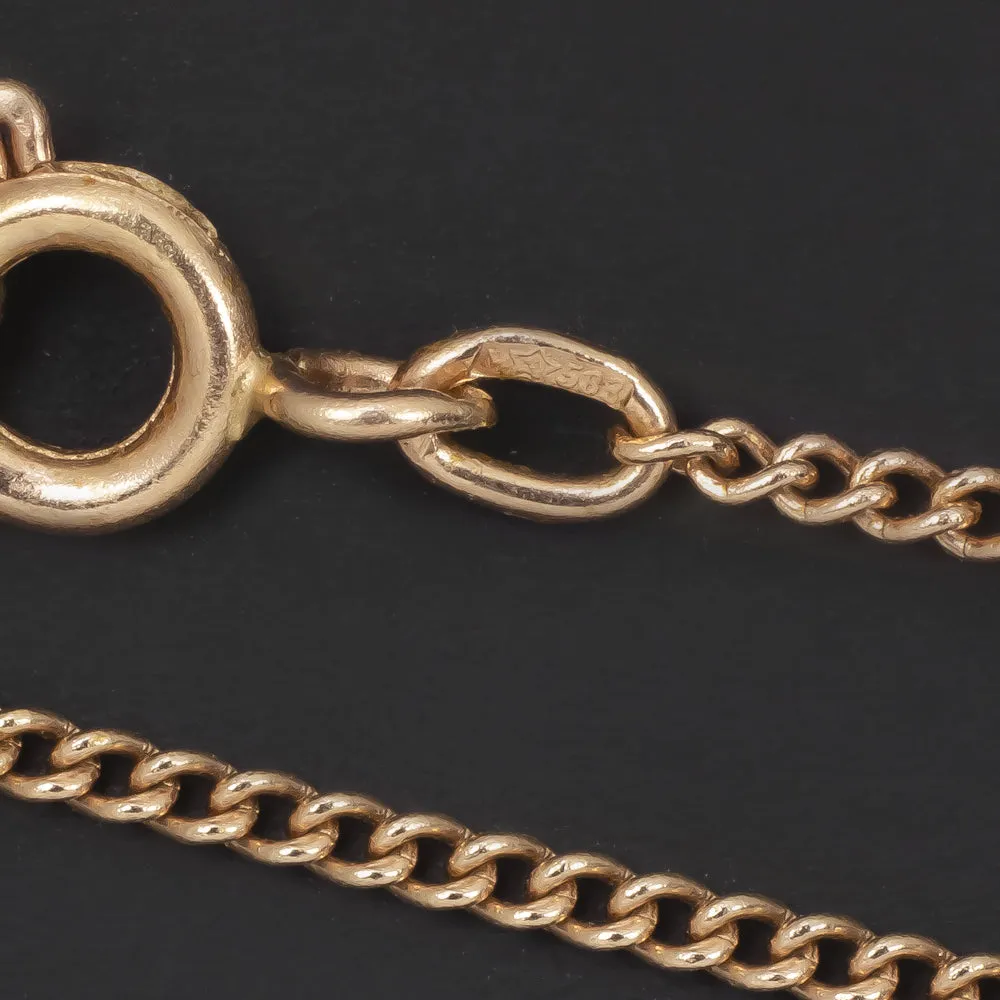 SOVIET VINTAGE SOLID 14K ROSE GOLD 24in CURB CHAIN 1.5mm CLASSIC NECKLACE PLAIN